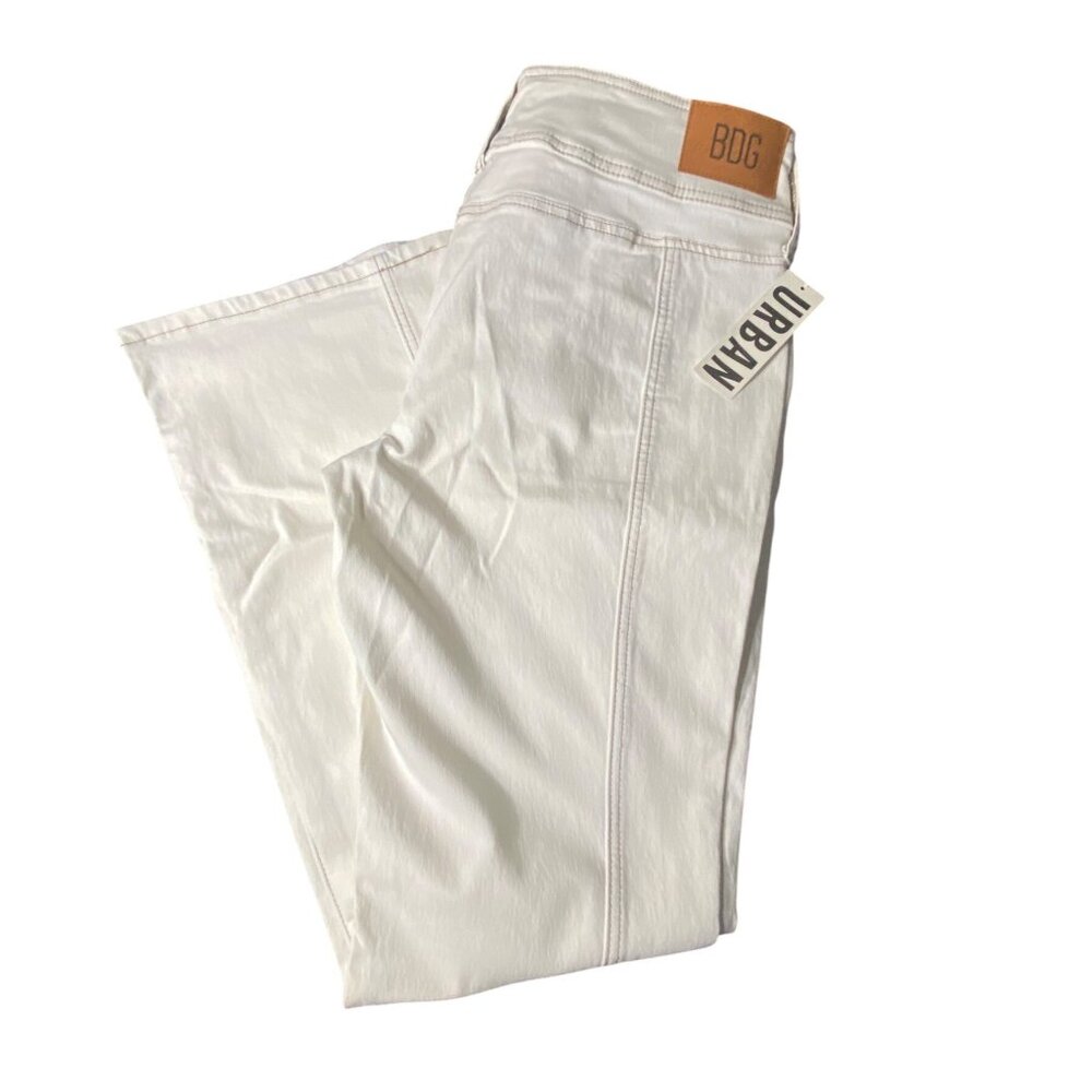 BDG Y2K Urban Outfitters Womens High-Rise  Belted Bootcut 32” Waist Jeans  White - Picture 8 of 10